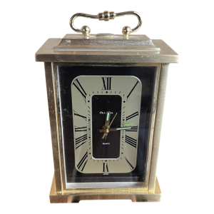 Mid Century Bulova Shelf Mantle Desk Brass Carriage Clock With Alarm Works