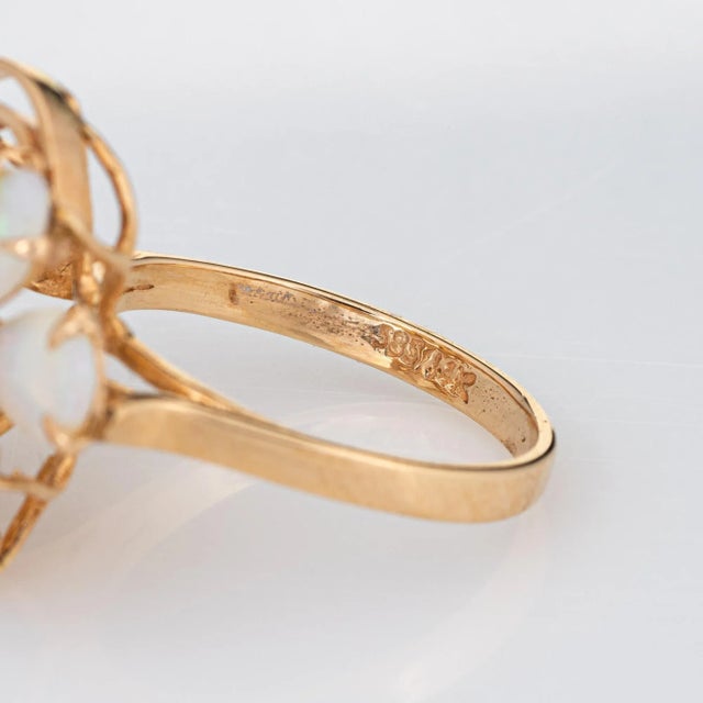 Metal Vintage Opal Ring 14k Yellow Gold Mosaic Cocktail Fine Estate Jewellery size 6.5 For Sale - Image 7 of 7