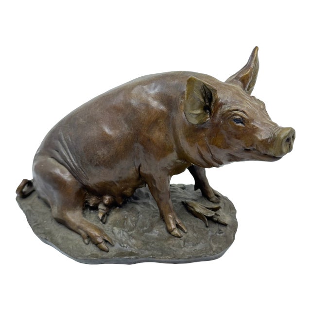 1990s W.H. Turner Bronze Sow Sculpture For Sale