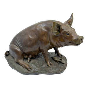 1990s W.H. Turner Bronze Sow Sculpture