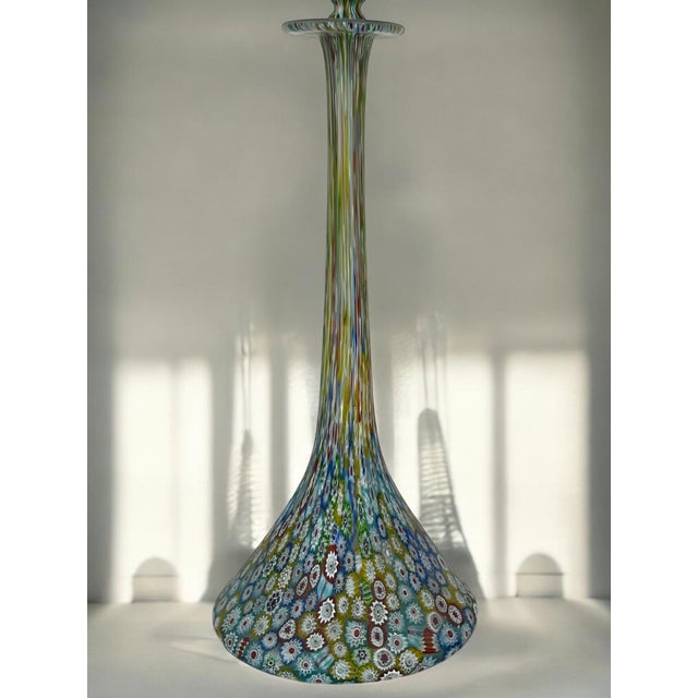 Glass Lot of 2 Italian Millefiori Glass Bottles For Sale - Image 7 of 14