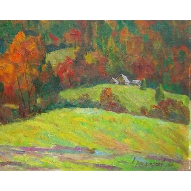 1960s Mountain Landscape Antique Oil Painting Original Soviet Art Ukrainian Artist Artamonov a.m. 80-100 1966 For Sale - Image 5 of 6
