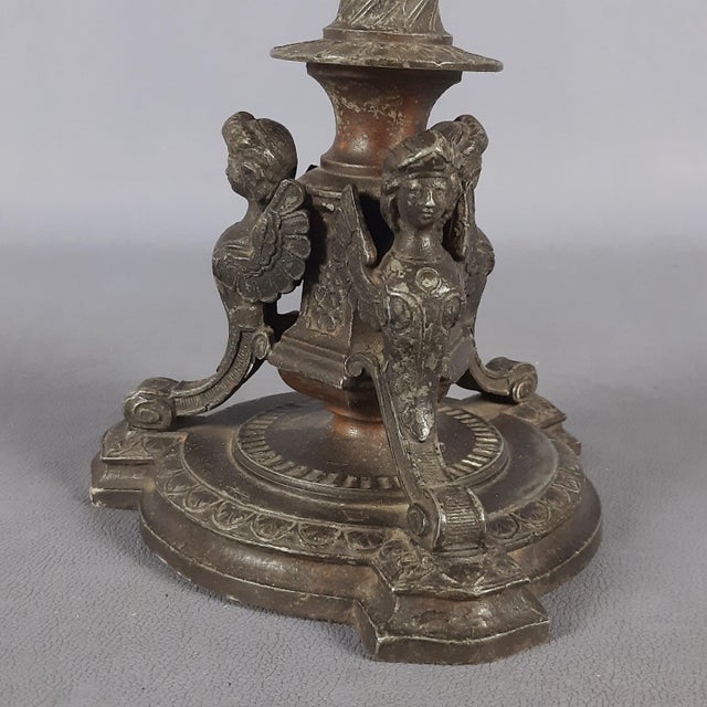 Antique Empire Style Burnished Antimony Candlestick, 1890s For Sale - Image 6 of 13