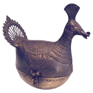 Vintage Brass Peacock Box For Sale