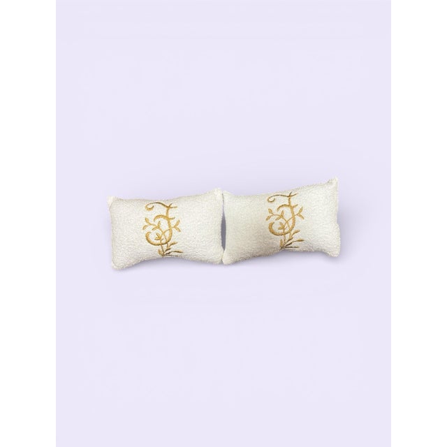 Upcycled Accent Pillows Initial F in Gold Handmade Pack of 2 For Sale - Image 4 of 6