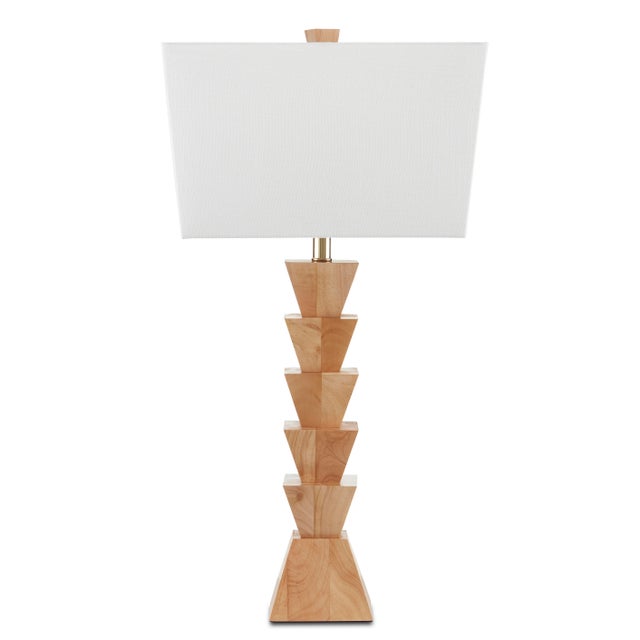 The Elmstead Table Lamp has a variety of angular attributes that make it special. Made of wood with a light finish, the...