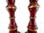 Wood 1970s Pair of Hand-Painted Red and Gold Wooden Candleholders With Brass Trim For Sale - Image 7 of 13