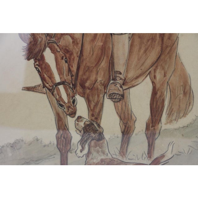 Hunters & Hound Watercolour & Ink on Paper '1937 by Paul Desmond Brown For Sale - Image 4 of 6