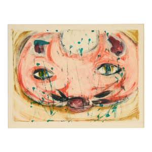 A Cat's Eyes - Transfer Monotype in Water Based Ink on Paper by Heather Speck