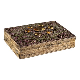 Silver and Glass Stone Box For Sale