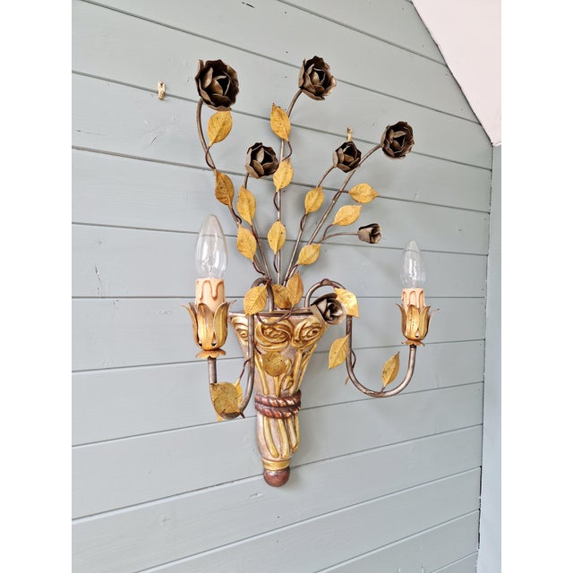 Mid-Century Modern Hollywood Regency Florentine Wall Sconce, 1960s For Sale - Image 3 of 12