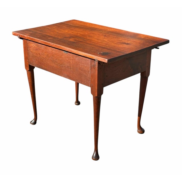 Antique Queen Anne Pennsylvania Walnut Two Drawer Diminutive Tavern Table Rare For Sale - Image 11 of 12