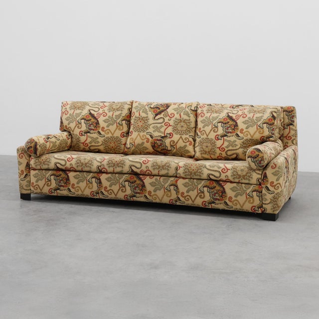 Hollywood Regency 3-Seater Sofa with Lion Motif Upholstery, Italy, 1990s For Sale - Image 13 of 13