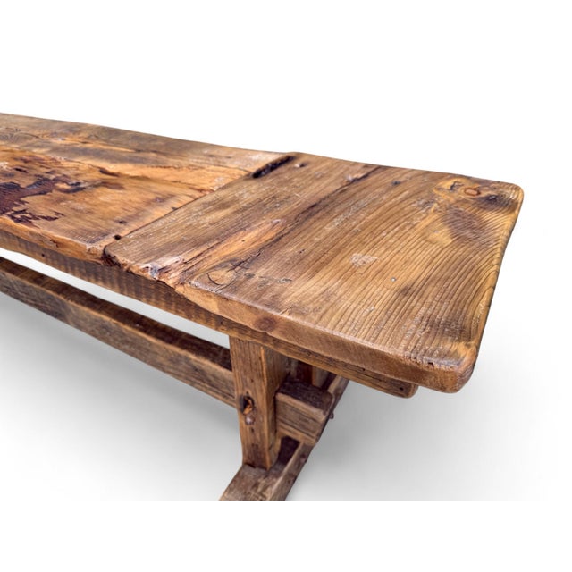 Brown 120" Breadboard Trestle Bench For Sale - Image 8 of 10