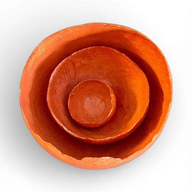 Mid-Century Modern Mid 20th Century Paper Thin Terracotta Nesting Bowls - Set of 3 For Sale - Image 3 of 4