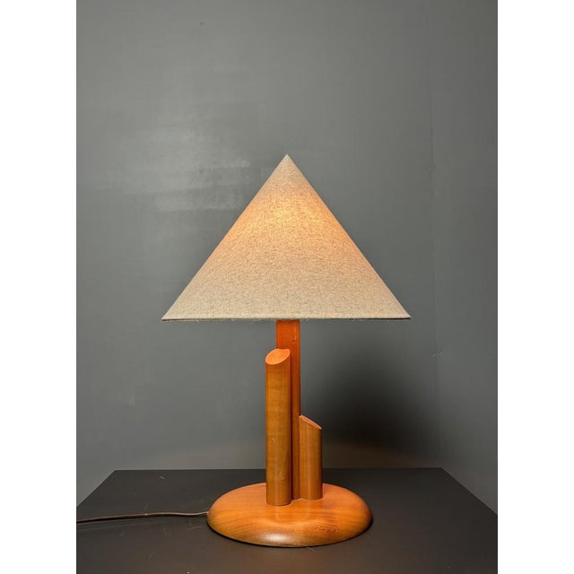 Midcentury Scandinavian pine skyscraper table lamp, 1970s. The lovely lamp is fitted for a general E27 lightbulb and will...