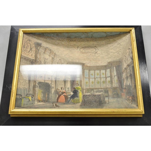 Late 19th Century Antique Colored Lithograph 3d Frame Hall of Levens & Trophy Room Joseph Nash - Set of 2 For Sale - Image 5 of 18