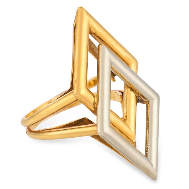 1970s Chaumet French Vintage 18k Yellow and White Gold Ring, Size 6.75 For Sale - Image 5 of 5