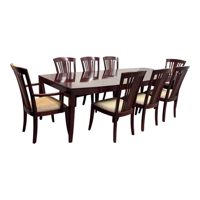 Stickley Bayonne Dining Extension Table + Eight Chairs, Set For Sale