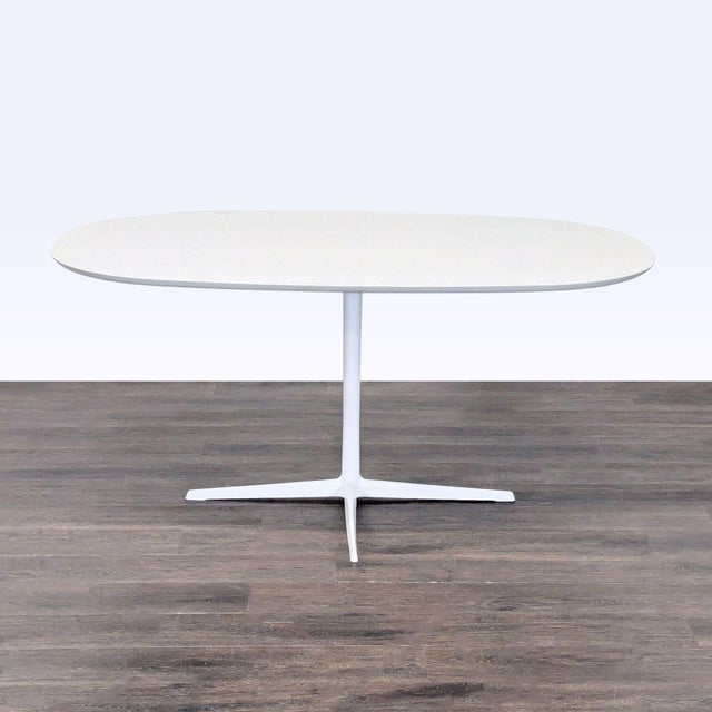 Modern Eames Eolo Modern White Dining Set With Oval Table and 4 Eiffel Chairs For Sale - Image 3 of 10