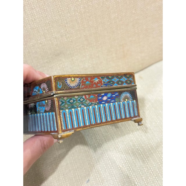 Copper Japanese Cloisonne Enamel Dragon Trinket Box Attributed to Inaba, Meiji For Sale - Image 8 of 11