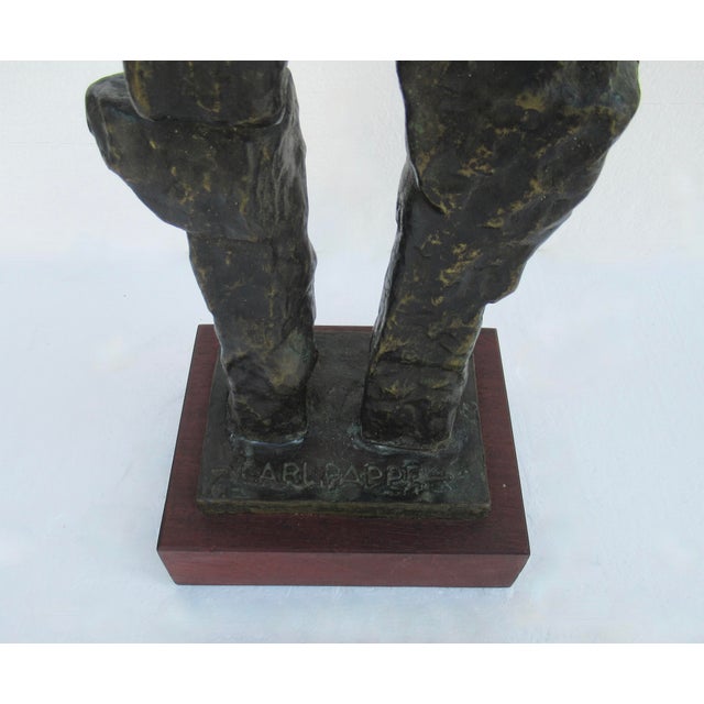 C.1940-50's -Signed Monumental American Artist (Carl Lewis Pappe)- Cubist Abstract Bronze Sculpture on Mahogany Base For Sale - Image 17 of 18