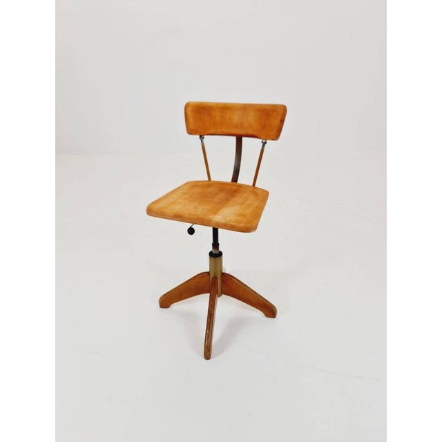 Bauhaus Swivel Office Chair in Wood from Stoll Giroflex ,1950s For Sale - Image 9 of 11