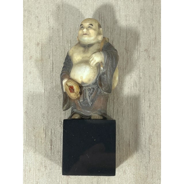 Old Japanese Figures of Hotei the Buddha and Daikokuten God of Wealth, a Pair, Shadow Box Framed Wall Hangings For Sale In Tampa - Image 6 of 12