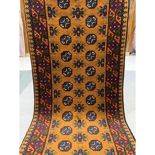 Terracotta Brown Turkmen Tribal Wool Runner Rug, 2'10" X 16' For Sale - Image 4 of 13