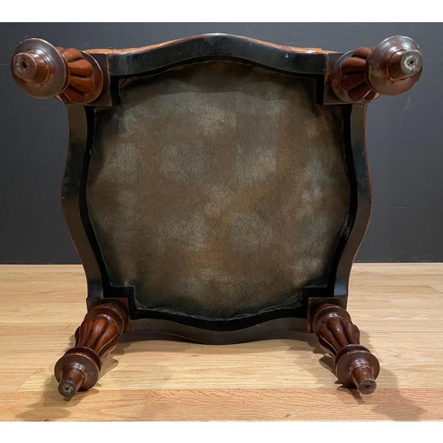 Early 20th Century Early 20th Century English Victorian Leather Tufted Footstool For Sale - Image 5 of 5