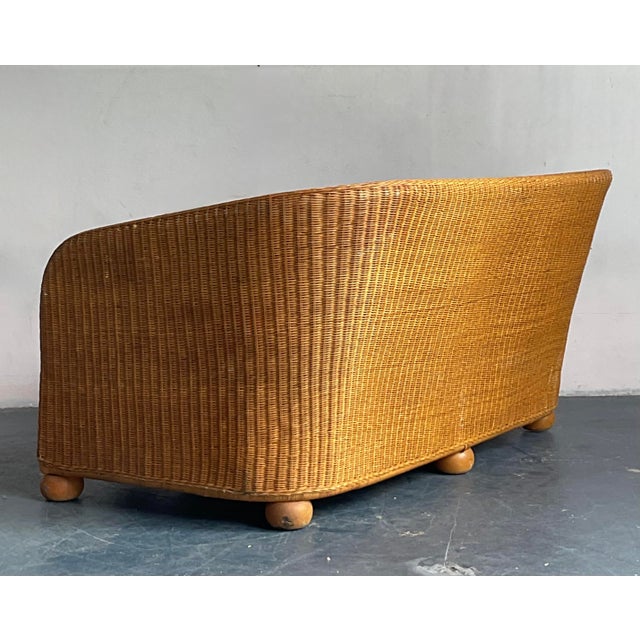 Boho Chic Vintage Boho Ficks Reed Woven Rattan Sofa For Sale - Image 3 of 7