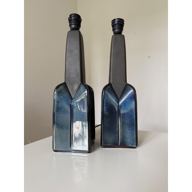 Einar Johansen Stoneware Ceramic Table Lamps by Einar Johansen for Søholm Stentøj, 1970s, Set of 2 For Sale - Image 4 of 11
