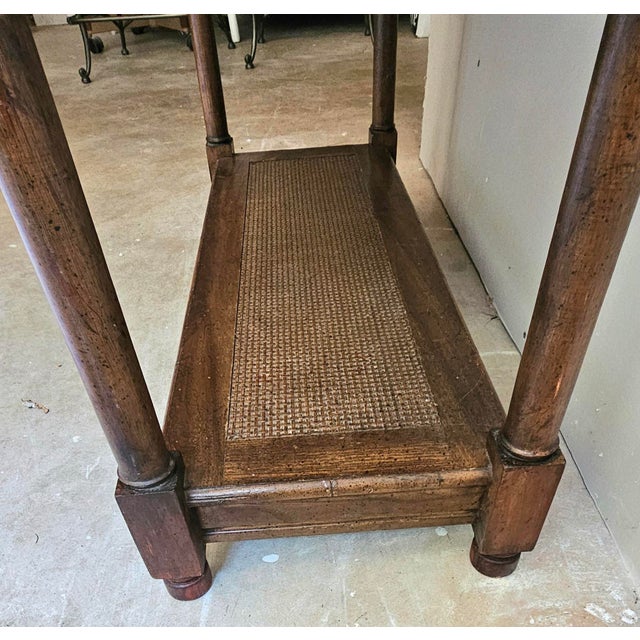 Mid-Century British Colonial Faux Bambo, Walnut and Woven Reed Estage or Bookcase For Sale In Atlanta - Image 6 of 11