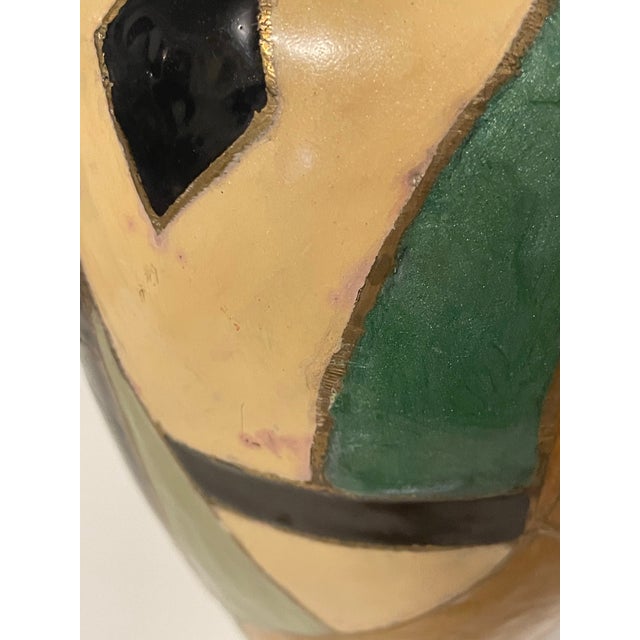 Metal Vintage 1930s Dutch Art Deco Brass & Hand-Painted Enamel Vase – Metawa Style For Sale - Image 7 of 9