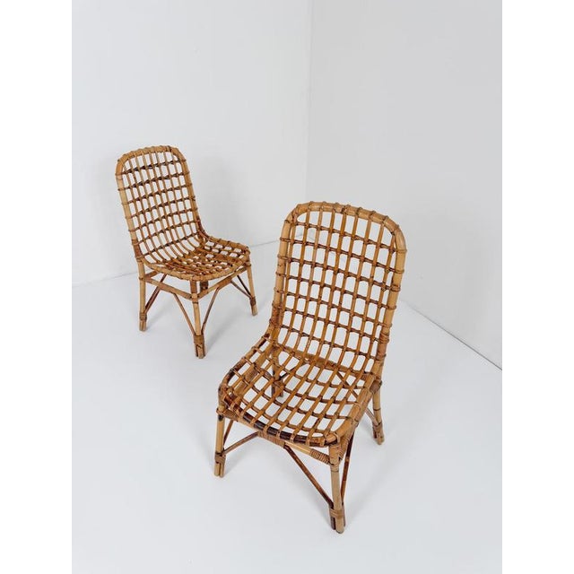 1960s Mid-Century Modern Italian Bamboo, Cane and Rattan Dining Chairs, 1960s, Set of 4 For Sale - Image 5 of 18
