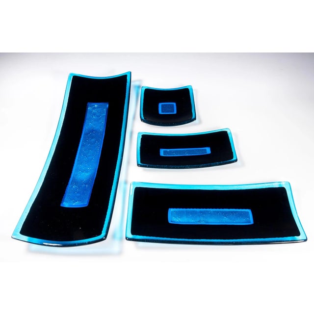 Contemporary Luce Q25 Black and Aquamarine Murano Glass Centerpiece by Stefano Birello for VeVe Glass, 2019 For Sale - Image 3 of 4