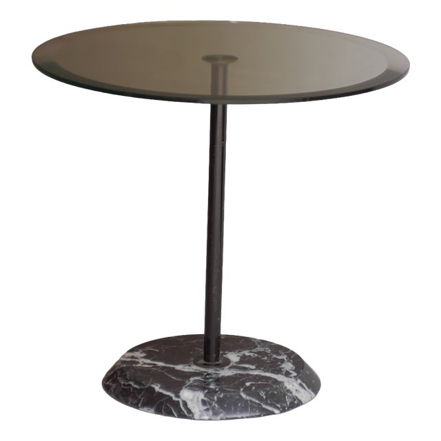 Italian Modernist Coffee Table in Marble and Cut Glass, 1980s For Sale
