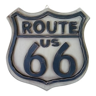 Route 66 Wood Wall Sign For Sale