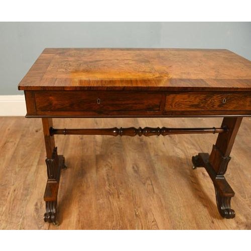Regency Writing Table in Walnut, 1820 For Sale - Image 9 of 12
