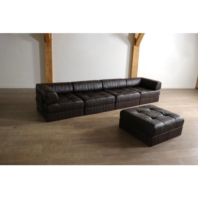 DS-88 Modular Sofa in Dark Brown Patchwork Leather from de Sede, Switzerland, 1970s, Set of 5 For Sale - Image 6 of 14