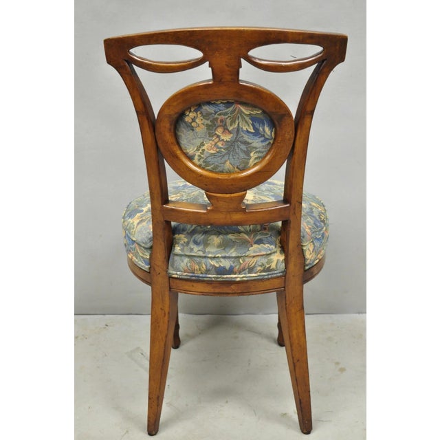 Vintage French Regency Style Carved Walnut Drape Back Dining Side Chair Set of 4 For Sale - Image 12 of 15
