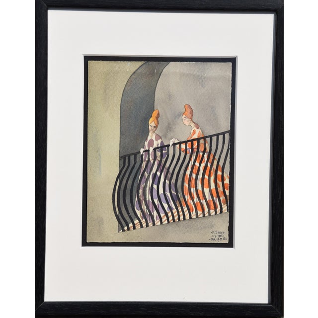 Karl Sirovy 1896 Wiener Neustadt – 1948 Zagreb Untitled [Two elegant ladies on a balcony, work number "14/1924"]...