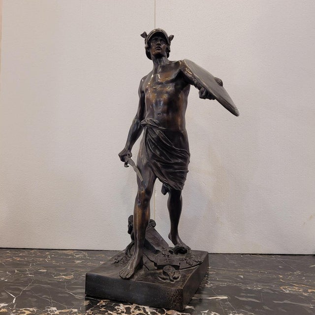 Émile Louis Picault, Sculpture of Gallic Warrior, 1800s, Bronze For Sale - Image 6 of 18