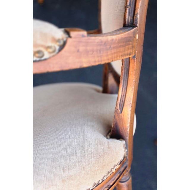 Set of Six W. & J. Sloane Louis XVI Revival Walnut Oval Back Dining Armchairs, Mid-Century For Sale - Image 11 of 17