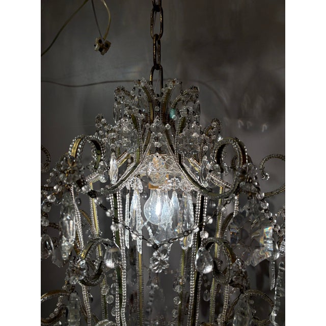 Glass 1950s Mid-Century Italian Chandelier For Sale - Image 7 of 10