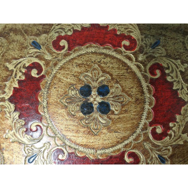Italian Carved Gilt and Red Painted Sideboard Tray, 1960 For Sale - Image 4 of 8