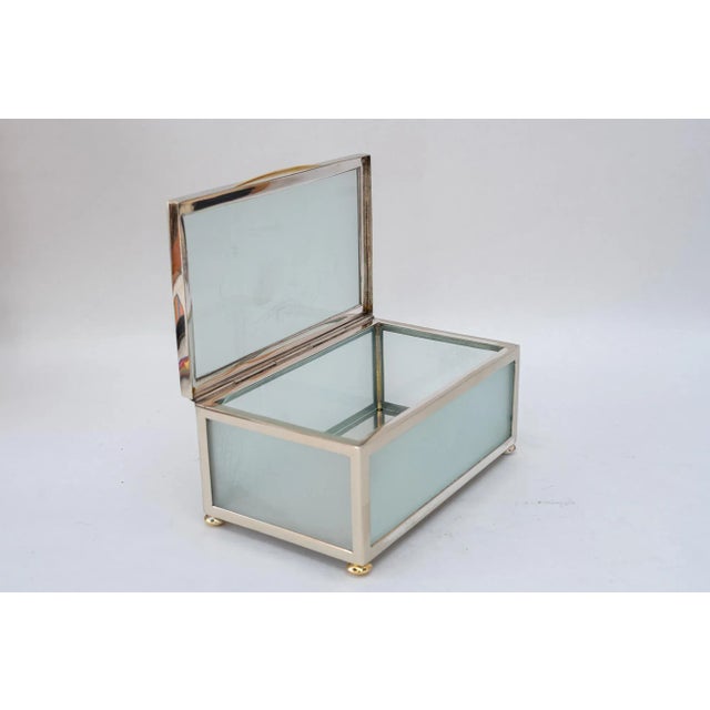 Art Deco Nickel and Glass Jewelry Box, 1920s For Sale - Image 6 of 11