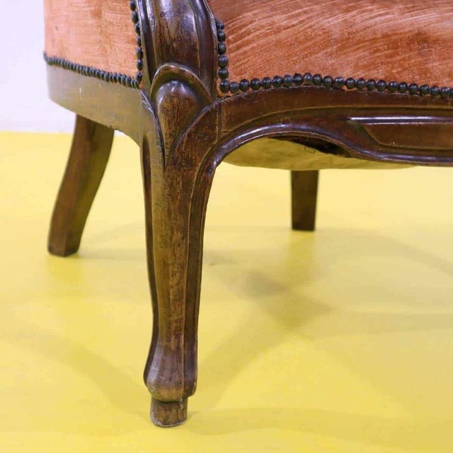 Wood High-Back Wooden Chair with Pink Upholstery For Sale - Image 7 of 14