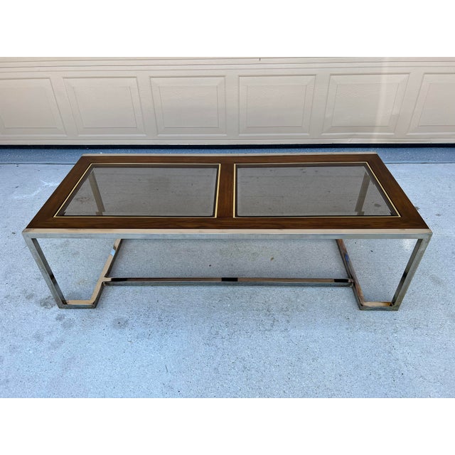 1970s Thomasville Coffee Table Wood and Glass With a Chrome Base Chairish