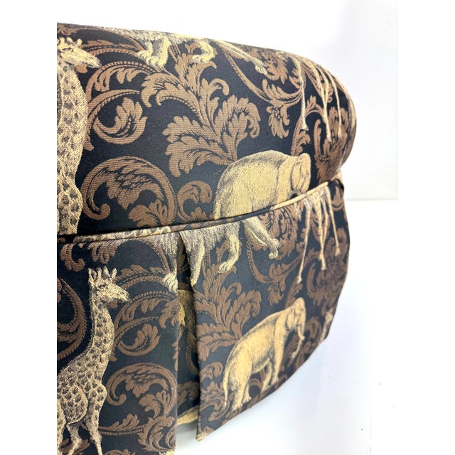 Late 20th Century Massoud Safari Ottoman in Onyx Tapestry With Skirt and Casters For Sale - Image 9 of 14